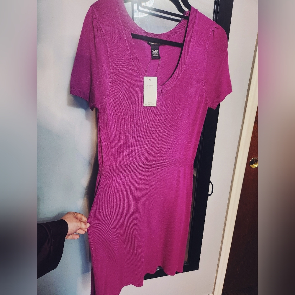 BCBG Maxazaria Berry Fine Knit Cinched Waist Sweater Dress